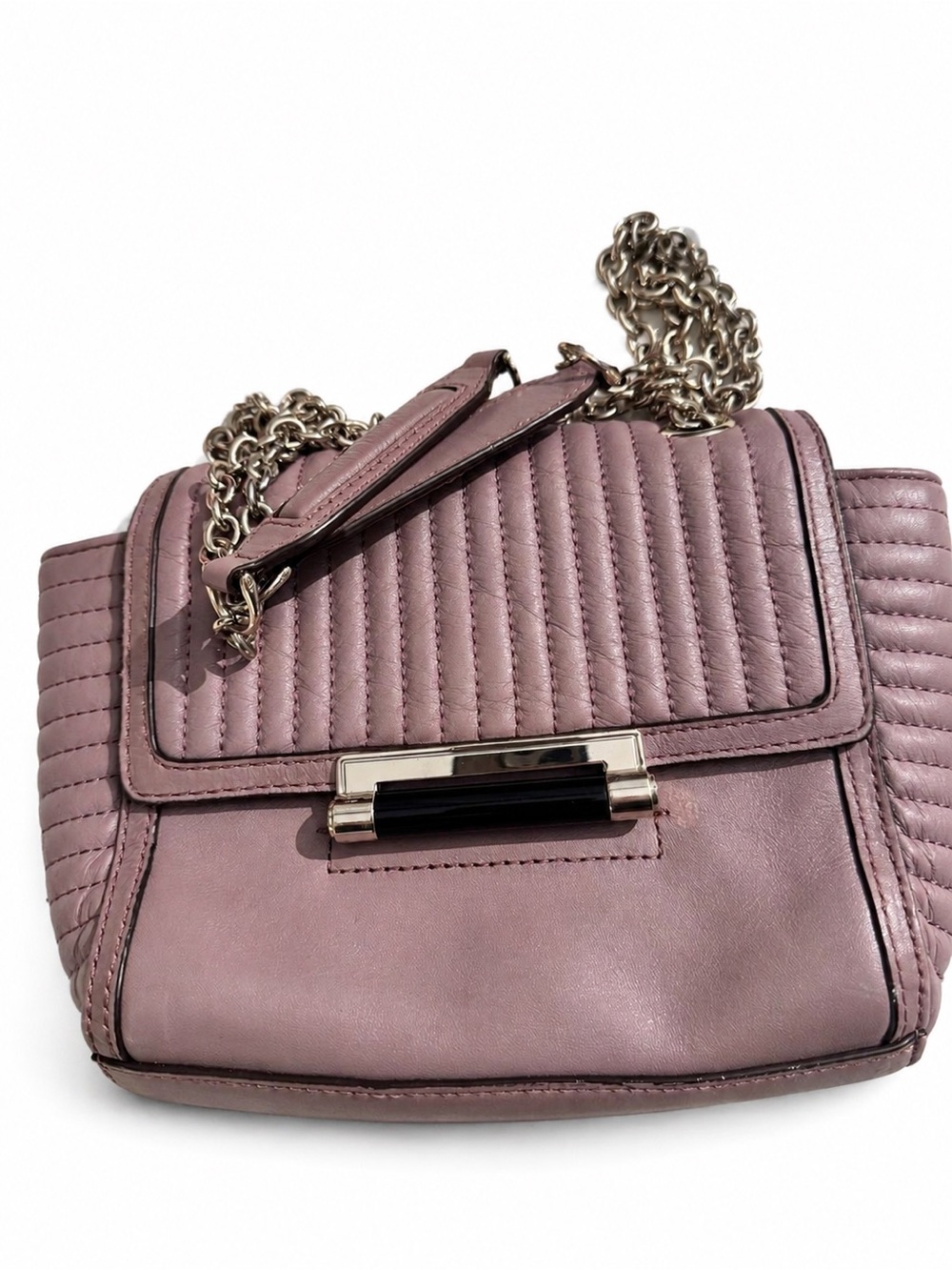 Diane Von Furstenberg Quilted Mauve Leather Chain Shoulder Bag